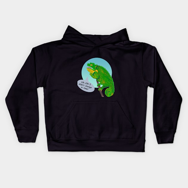 Late Chameleon in Ink and Marker Kids Hoodie by Blissful Drizzle